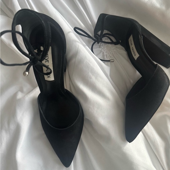Steve Madden Black Suede Block Heels - Picture 2 of 5